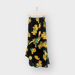 SEEK The Label Black & Yellow Floral Midi Skirt (Sz XS)